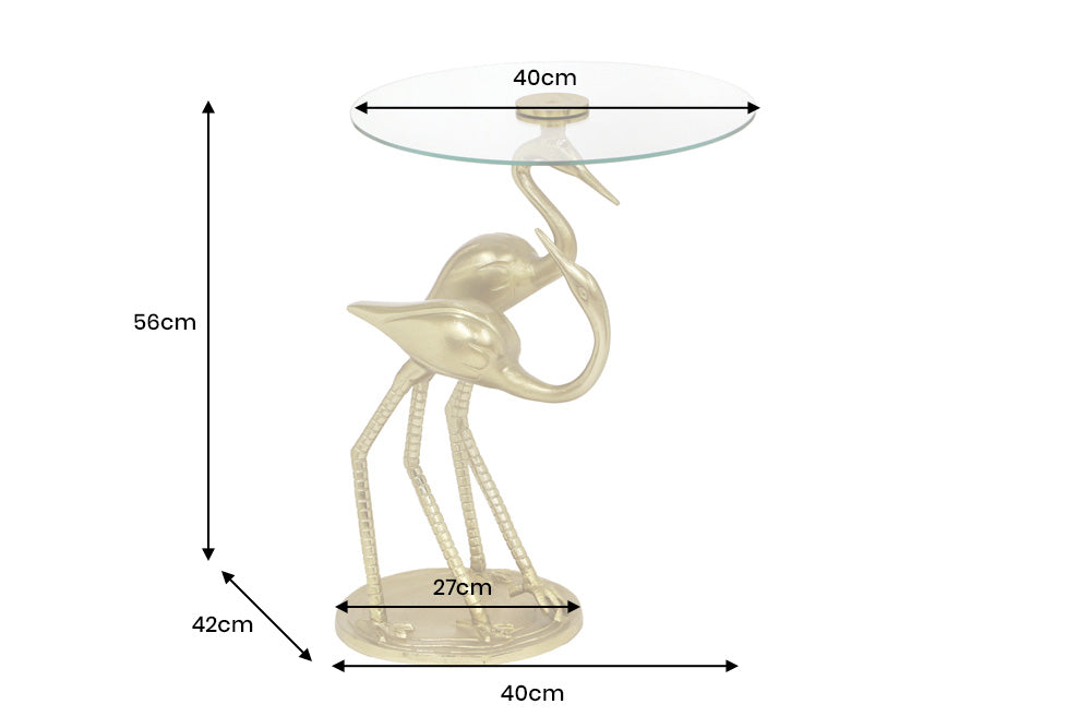 Side table WILDLIFE CRANE 55cm gold