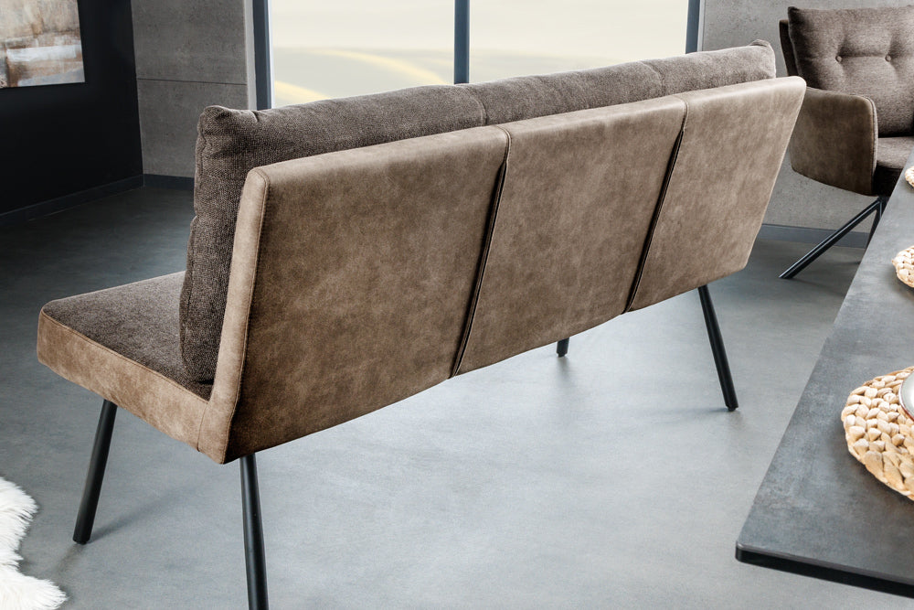 Bench BIG GEORGE 160cm flat woven fabric spring core velvet taupe brown