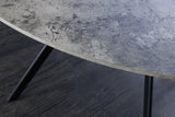 Esstisch ATELIER 100cm rund, graue Steinoptik mit schwarzen Metallbeinen