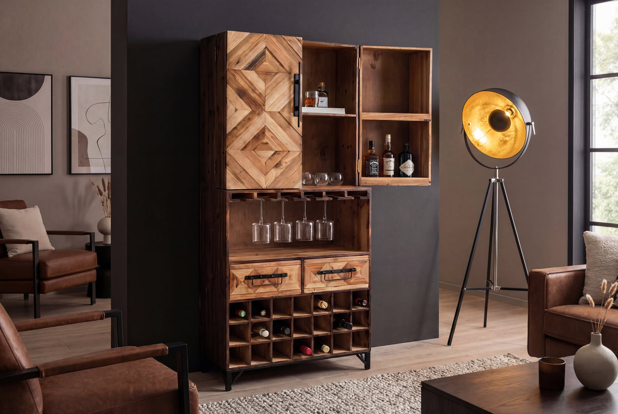 Barschrank BODEGA 160 cm Kiefernholz Natur