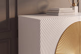 Highboard AURUM 120cm textured front gold circle accent mango wood white gold metal feet