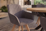 Swivel chair LIVORNO 180° auto-return w/ armrests microfibre vintage grey beech wood frame