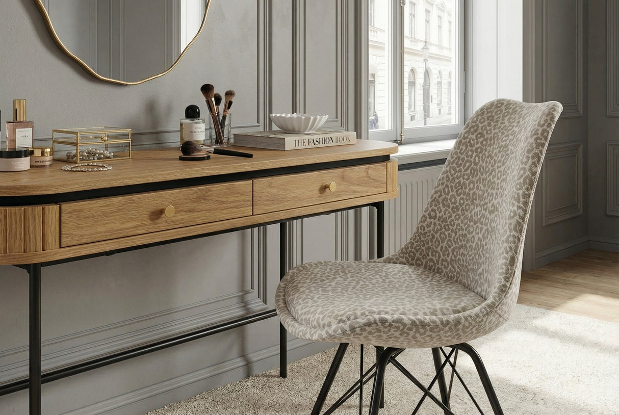 Chair SCANDINAVIA MEISTERSTÜCK leopard pattern beige grey