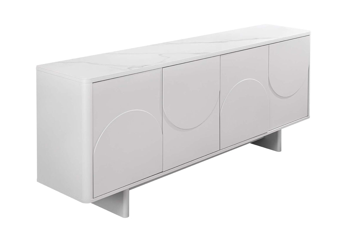 Komoda SAVOY 180cm 3D s deskou z bílé mramorové keramiky