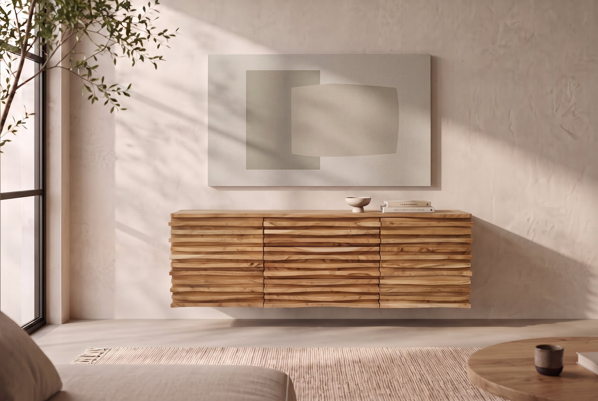 Sideboard RELIEF 175cm hängend Akazienholz natur