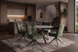 Swivel chair LUGANO 360° auto-return 150 kg load capacity spring core velour velvet moss green black