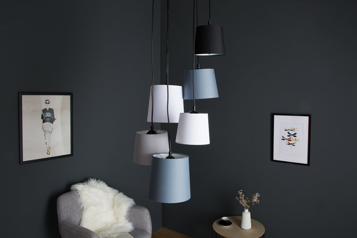 Pendant lamp LEVELS 6 hanging linen shades black grey