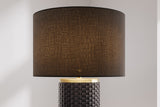 Tischleuchte ELEGANCIA 70cm schwarz Lampenschirm Keramik schwarz golden