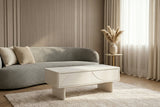 Couchtisch SAVOY 120 cm 3D weiß mit weißer Marmorkeramikplatte