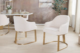 Stuhl EXTRAVAGANCIA beige Cord mit Armlehnen und champagnergoldenem Gestell