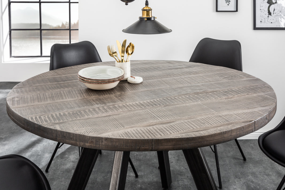 Dining table IRON CRAFT Ø 120cm round mango wood grey