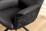 Swivel chair LE GRAND rotatable 180° w/ armrests textured cloth and leather black