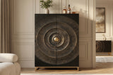 Barschrank GOLDEN SUNSET 140cm 3D Mangoholz schwarz