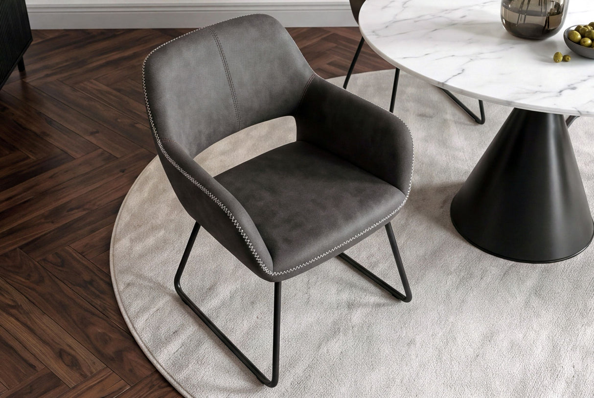 Chair MUSTANG with armrests microfibre antique grey