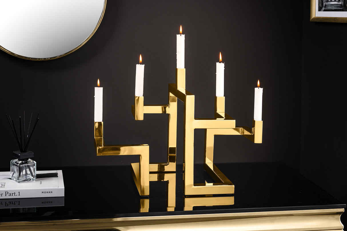 Candleholder ABSTRACT 50cm 5 flames gold