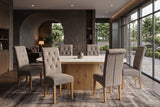 Chair CASA w/ neck roll textured fabric taupe
