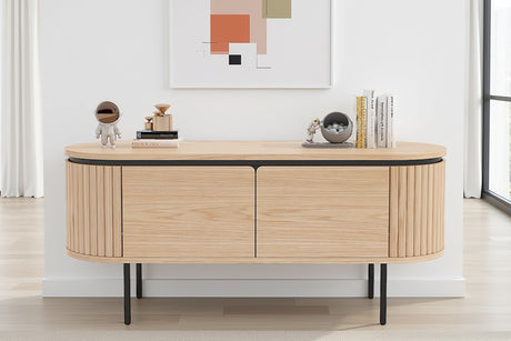 TV-Board ATELIER 120cm natural oak wood look w/ black legs