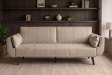 Sofa bed DIVANI 220cm 3-seater velvet champagne beige