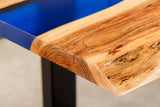 Coffee table LIQUID 110cm acacia wood blue epoxy strip