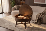 Coffee table KYOTO 70cm round w/ storage space walnut wood verneered