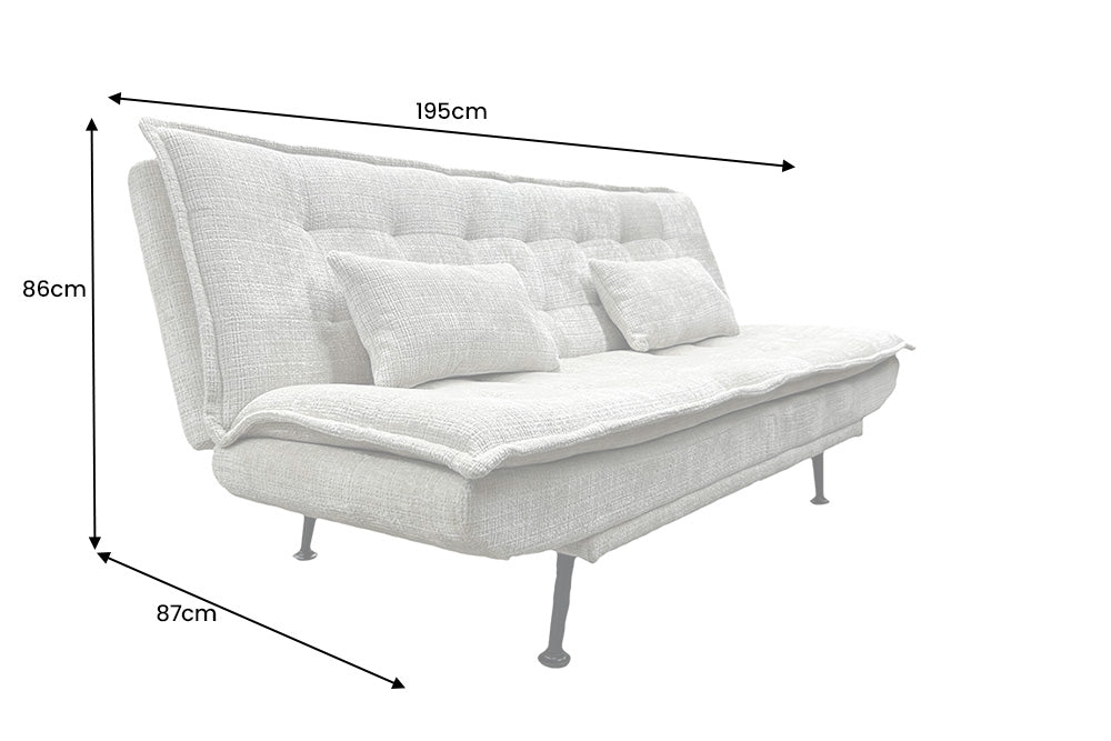 Sofa bed JAZZ 195cm 3-seater chenille fabric champagne beige