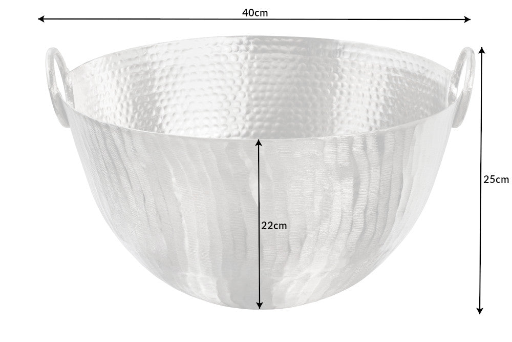 Decoration bowl ORIENT 40cm with hammer stroke effect silver