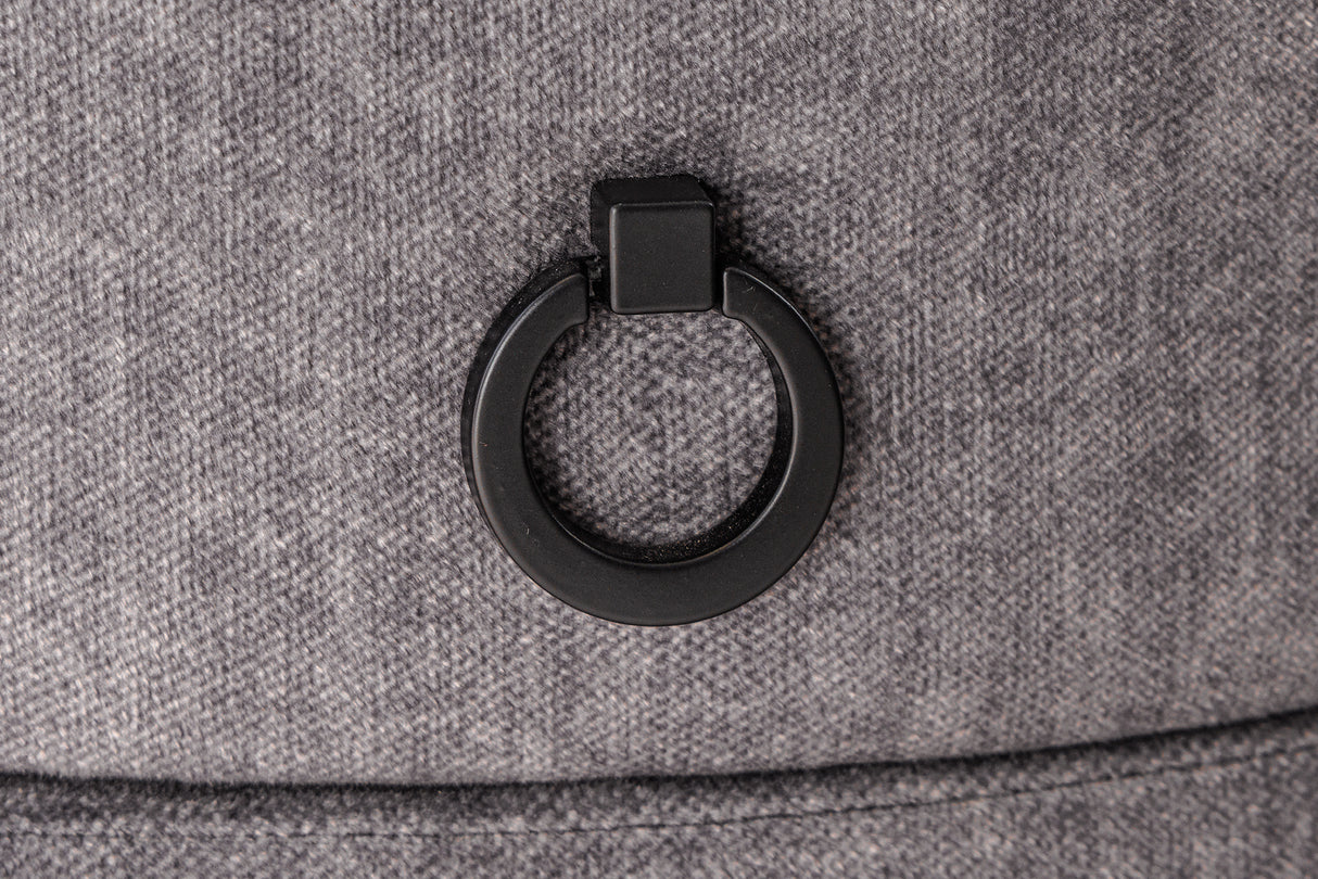 Bedside table SIGNUM oval w/ LED light 55cm velvet grey