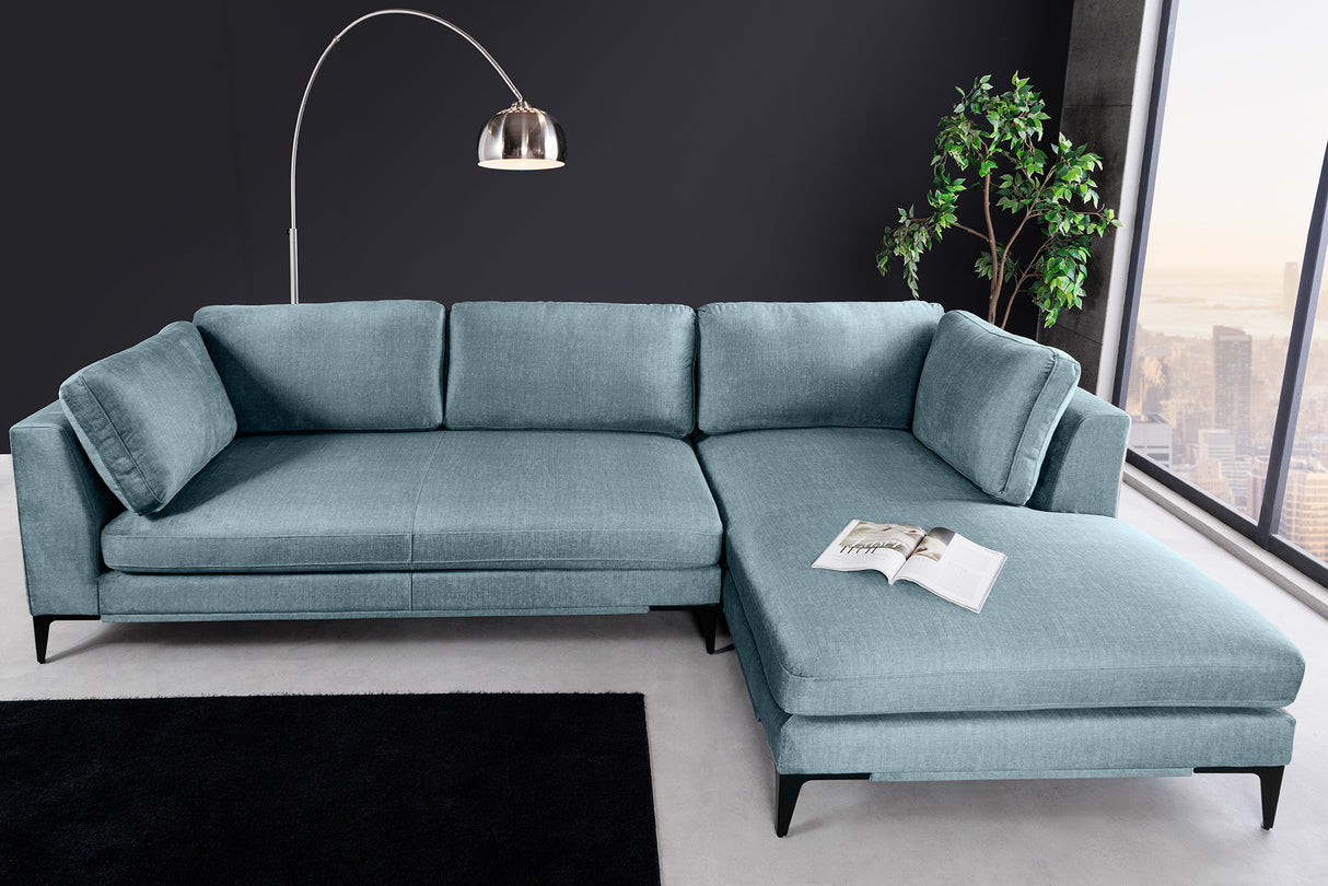 Ecksofa SIGNUM XL 315cm 3-Sitzer mit Ottomane rechts Samt Petrol