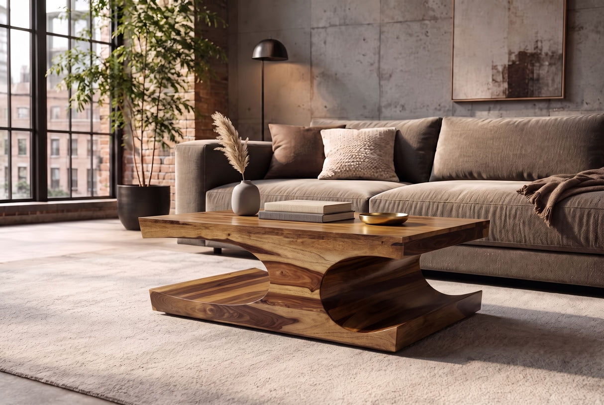 Coffee table GOA 120cm w/ storage space sheesham wood brown