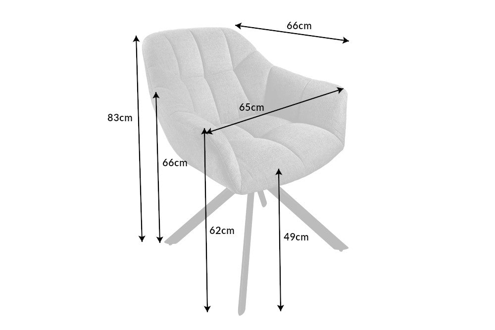 Swivel chair PAPILLON rotatable 180° with armrests leather black