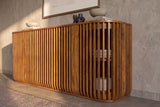 Sideboard SCULPTURA 170cm offene Lamellenfront abgerundete Kanten Mangoholz braun