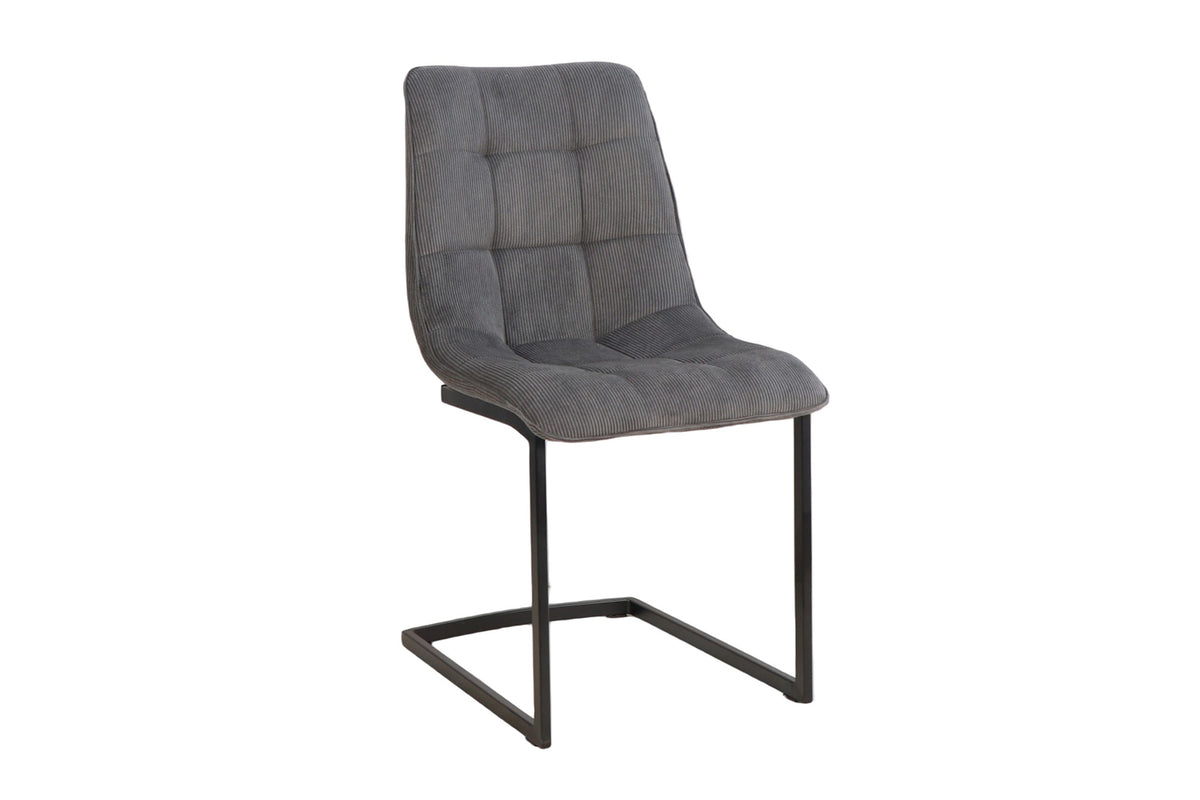 Cantilever chair MIAMI square quilting cord grey w/ black metal frame