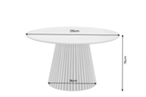 Dining table VALHALLA WOOD Ø 140cm round fluted pedestal base oak wood veneered natural