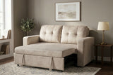 Sofa bed SMART 140cm 2-seater velvet champagne beige