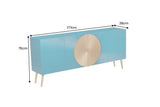 Sideboard AURUM 180cm textured front gold circle accent mango wood turquoise gold metal feet