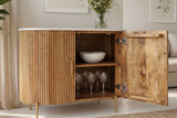 Sideboard TRES CHIC 70cm mango wood natural w/ white marble top and golden handles