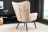 Armchair SCANDINAVIA with armrests velvet champagne