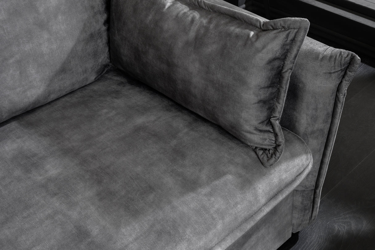 Sofa bed APARTMENT 215cm 3-seater velvet grey