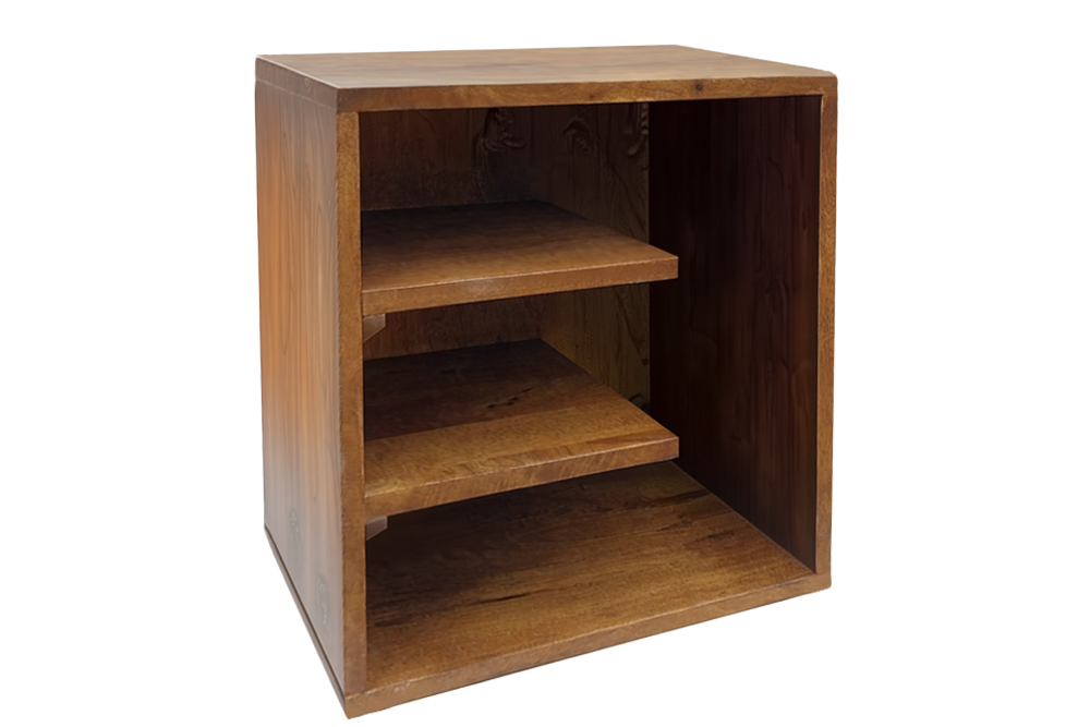 Beistelltisch CUBUS 45 cm Mangoholz honigfarben lasiert