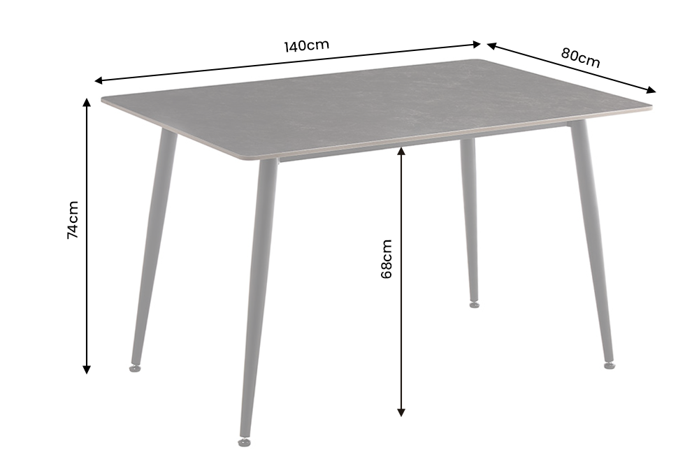 Dining table MILANO 140cm ceramic grey