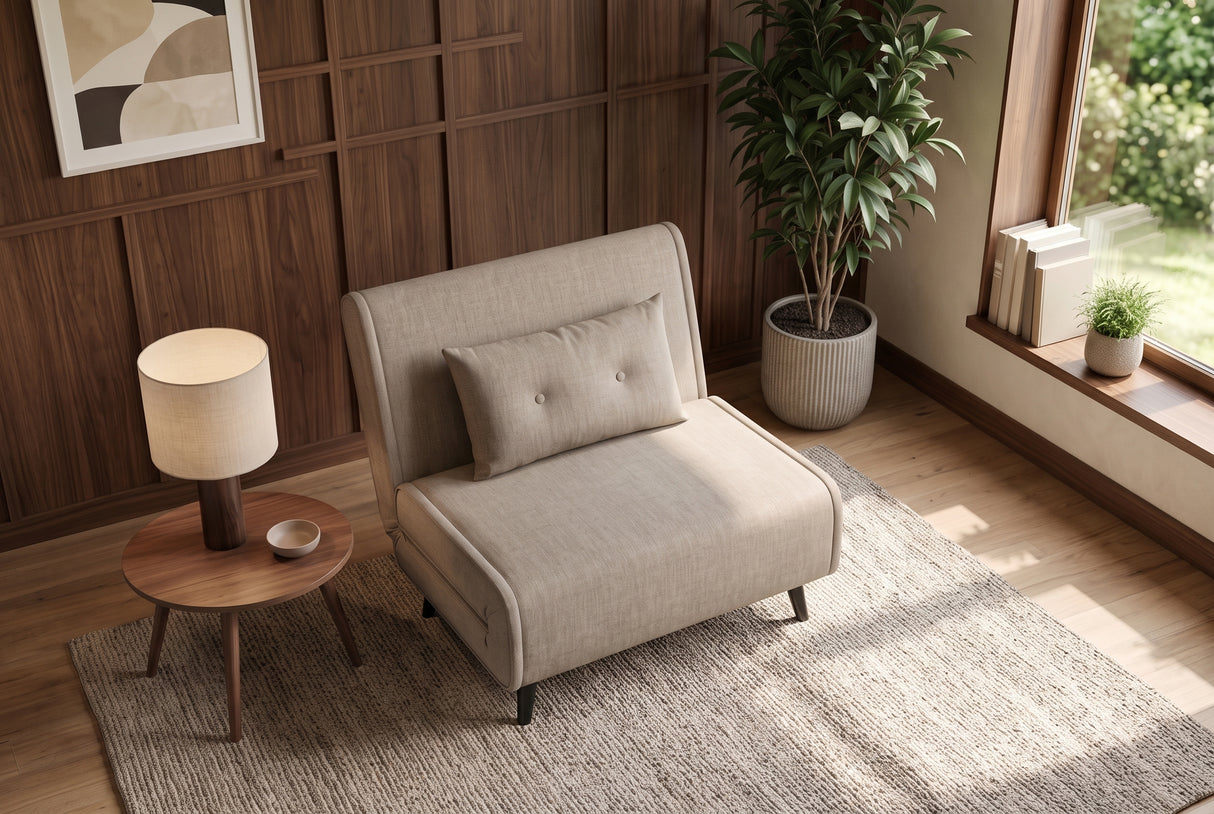 Sleeping chair SMART MULTIFUNCTION 100cm velvet champagne