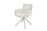 Swivel chair UNIQUE 180° auto-return w/ armrests chenille fabric beige champagne