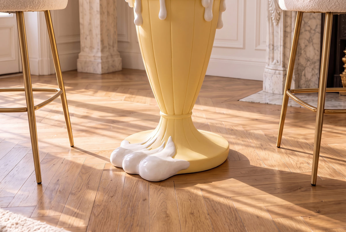 Bistro table SOFT POP 75cm pastel yellow w/ magnetic removeable cherry SWEET SOCIETY in-house Design