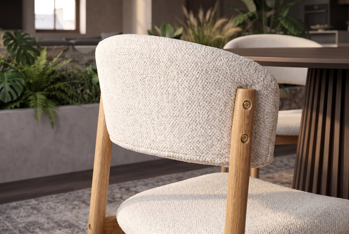 Chair VALHALLA WOOD textured fabric creamy and oak wood natural