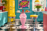 Bistrotisch SOFT POP 75cm pastellrosa mit magnetischer abnehmbarer Kirsche SWEET SOCIETY hauseigenes Design