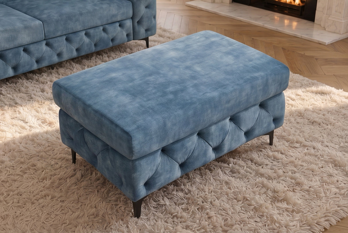 Hocker MODERN BAROCK 95cm Samt petrol