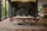 Dining table INFINITY 180-220-260cm boat-shaped extendable pandora ceramic white brown