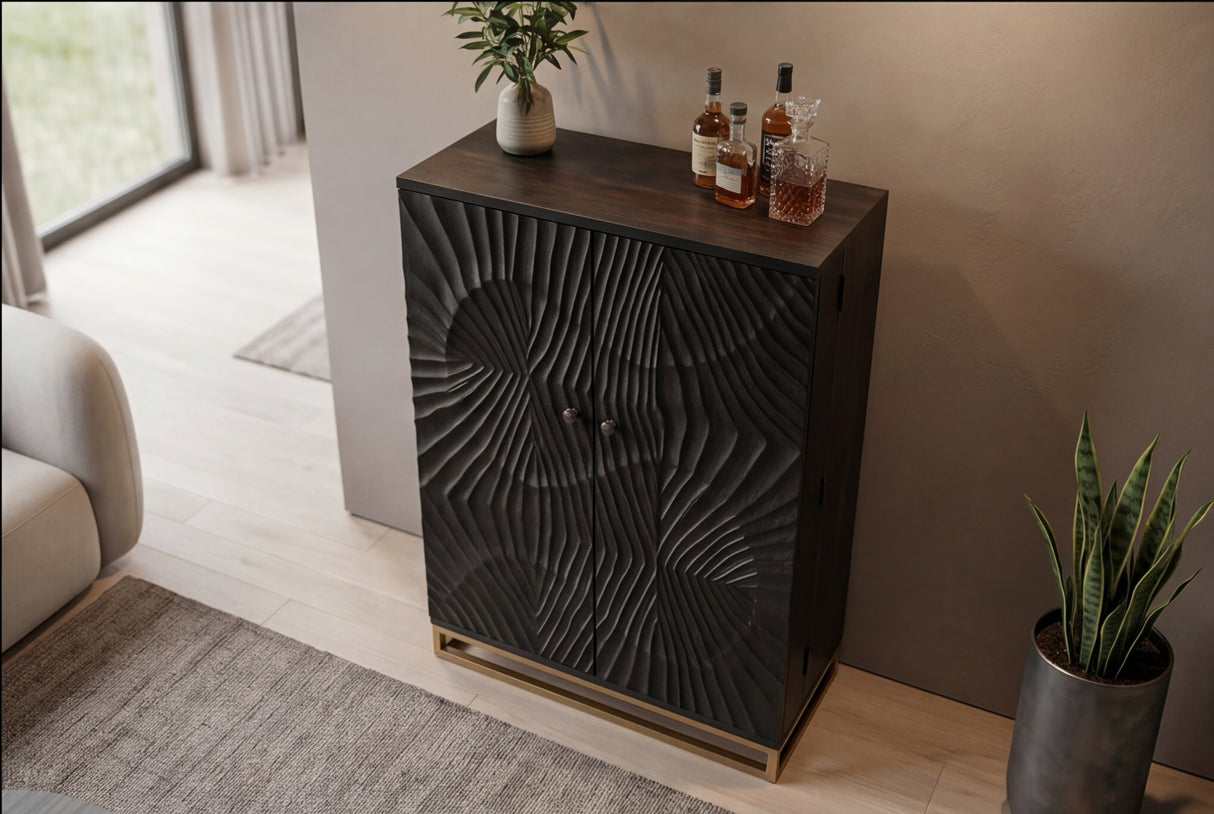 Barschrank SCORPION 140cm 3D Mango schwarz