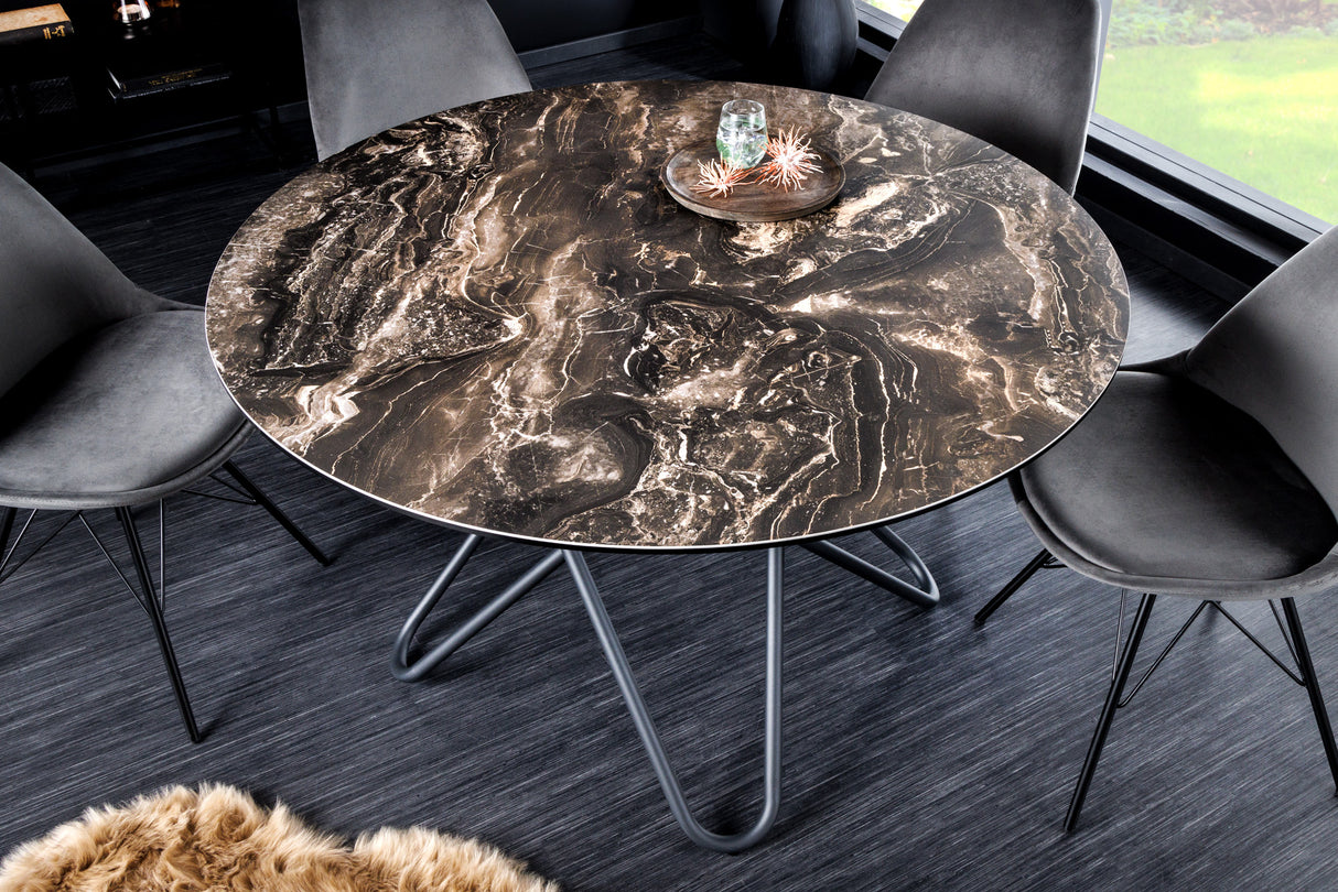 Dining table CIRCULAR Ø 120cm natural stone look ceramic