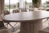 Dining table ART DECO 220cm oval table top mango wood grey smoke